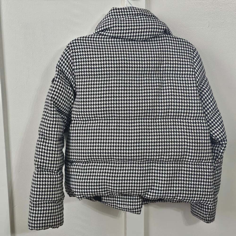 BCBGeneration Women’s M Houndstooth Puffer Jacket Black White Cropped Preppy - Picture 5 of 10